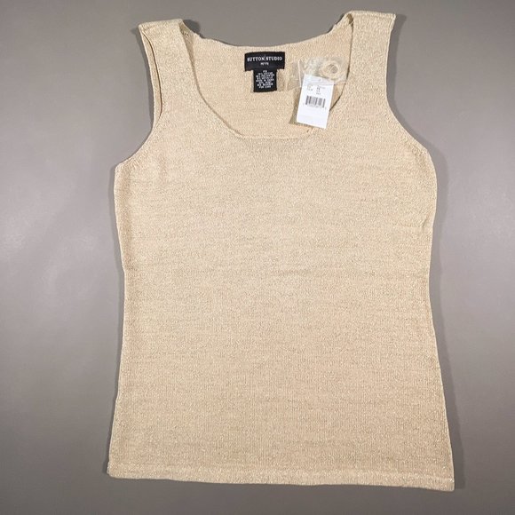Sutton Studio Petite Gold Sparkle Sleeveless Tank Top‎ Size PS - Picture 5 of 12
